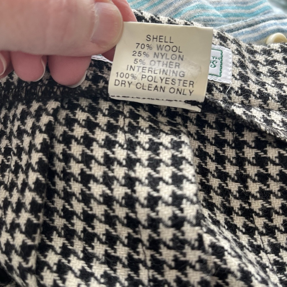 Vtg Houndstooth Wool Blend Skirt Women 16 Pleated Preppy Academia Schoolgirl - Picture 8 of 10